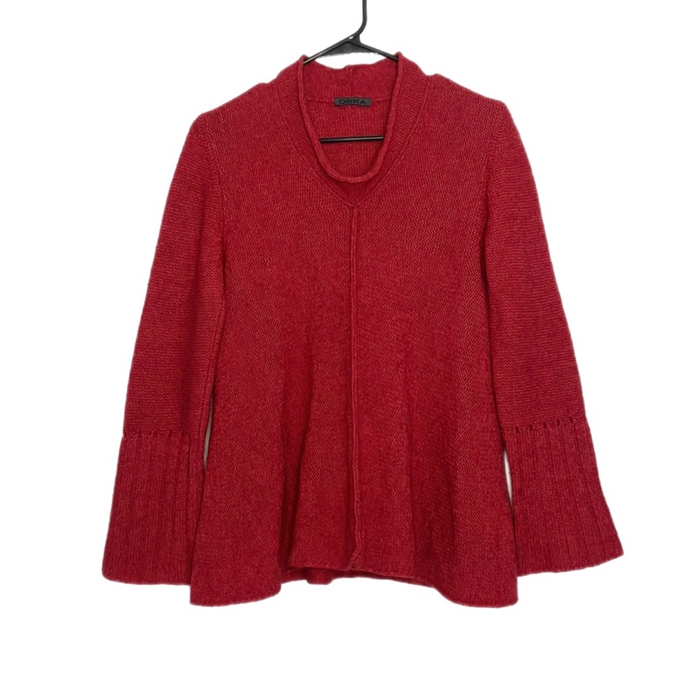OSKA Red Alpaca Wool Blend Cowl Neck Sweater